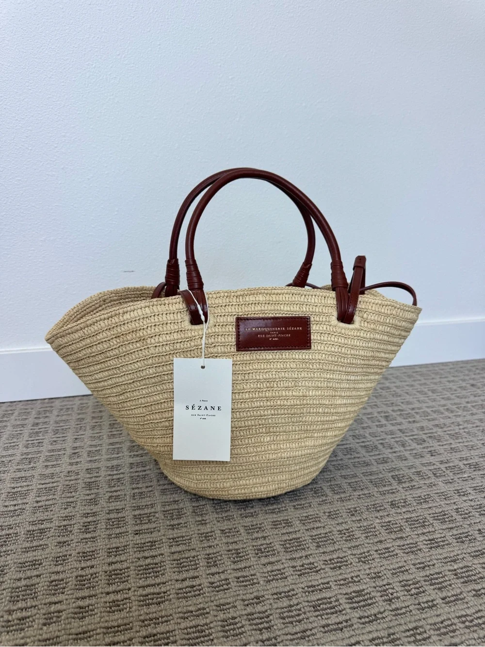 Sézane NWT Justine basket bag - Raffia - Picture 3 of 11